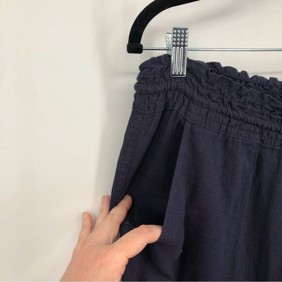 Roxy Pants Womens Large Linen Blend Navy Blue Pull On Elastic Drawstring Beach - Picture 6 of 13